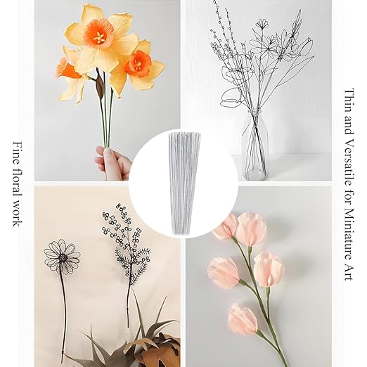 HAHIYO 18Gauge White Paper-Wrapped Metal Floral Wire 14 Inches(36cm), 70 Pack Flexible Paddle Wires Florist Wire Garden Wires for Craft Christmas Wreath Flower Arrangement Bouquet Wrapping Wedding DIY