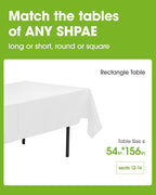 Pureegg Plastic Table Cloth Disposable 10 Pack, 54 x 156 Inch Table Cloths, Party, Picnic, Wedding, Decorative Tablecloths, Rectangle, White Plastic Cover, Leakproof & Sturdy, White