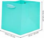 Teal Blue Paper Gift Bag 10 in Large Gift Box Square Bottom Kraft Paper Bags with Handles for Wedding Baby Shower Birthday Party (Teal Blue, 10 x 10 x 10 in, 10 CT)