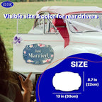 GEEKBEAR Just Got Married Car Magnet (2 Pack) - 13 x 8.7 in (Blue Rose)