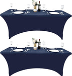 2-Pack 4ft Spandex Table Covers for Rectangular Folding Tables - Wrinkle Resistant Stretch Tight Table Cloths - Ultimate Fitted Table Protector for Parties, Banquet, and Wedding