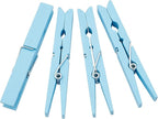 Juvale Wooden Clothes Pins 100-Pack - Light Blue 3.9 in - Wood Clips for Laundry & Crafts - Clothes Pins for Crafts with Spring Grip