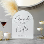 White Arch Acrylic Wedding Sign- 8"x10" Cards and Gifts Sign and Base,1/8" Thick | Modern Calligraphy Arched Acrylic Table Sign for Wedding & Event Party (Cards and Gifts, 8"x10")