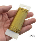 HAHIYO 22Gauge Dark Gold Metal Floral Wire - 1 Roll, 38 Yards (115 Feet) - Flexible Paddle Wire for Craft, Christmas Wreaths, Tree, Flower Arrangement, Bouquet Wrapping, Wedding, DIY