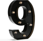 OYCBUZO Light Up Black Alphabet Marquee Number Sign LED Marquee Number Lights Sign for Night Light Home Bar Christmas Lamp Birthday Party Wedding Decoration 9