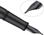 Hongdian M2 Black Forest Mini Fountain Pen, Long Blade Nib & Sleek Shape Aluminium Short Pocket Travel Pen (Matte Black)