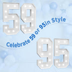 Marquee Numbers Large 59th-Birthday Decorations: 4ft Light Up Number Party Decor 59 Year Old Women And Men 95th Birthday Decoration Backdrop 95 Anniversary Cardboard Big Mosaic Balloon Frame Number 59