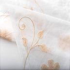 Sheer Curtains Gold 45 Inch Length,Floral Embroidered Rod Pocket Voile Drapes for Living room, Bedroom, Window Treatments Semi Curtain Panels for Yard, Patio, Villa, Parlor, Set of 2, 52"x 45".