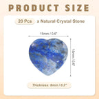 PATIKIL 20 Pcs Natural Heart Shaped Crystal Stone, 0.6 Inch Mini Polished Love Gemstone Crystal, Pocket Rock Engraved Worry Stones for Women Gifts Meditation, Dark Blue