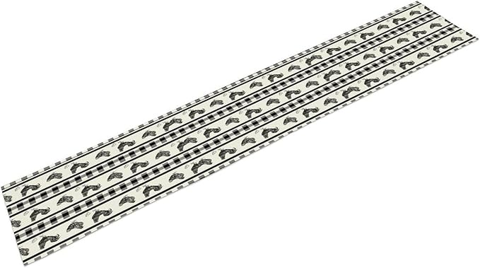 Rooster Table Runner,Farmhouse Animal Vintage Chicken Black White Plaid Check Tablecloth Burlap for Hotel Indoors Outdoor Dining Room Kitchen Home Decor,W13X L70 in