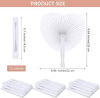 Aodaer 72 Pack Heart Shaped Folding Fans White Paper Fans Handheld Fans with Plastic Handles for Party, Wedding, Anniversary Decoration