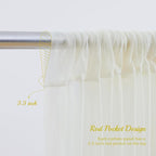 30×10ft Cream White Tulle Backdrop Curtain with Lights String for Parites, Sheer Photo Backdrop Curtains for Wedding Party Photography Background