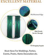 ShinyBeauty Sequin Backdrop Curtain Iridescent Green 2 Panels Sequin Bakdrop 4x8FT Shimmer Backdrop for Photograph Wedding Backdrop Drapes Iridescent Green Glitter Backdrop Curtain (Green Blue)