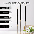 36-Pack 10-Inch Black Taper Candles - Drip-Free Unscented, Long Burning for Dinner Parties, Halloween, Home Decor, Spells & Rituals, Meditation, Prayer (25.4 cm)