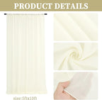 6 Panels Ivory Ceiling Drapes for Wedding 5ftx10ft Chiffon Fabric Arch Draping Curtains Sheer Drapery for Party Ceremony Birthday Baby Shower Reception Stage Swag Ceiling Decorations