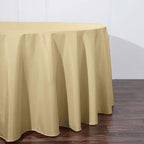 Efavormart Round Tablecloth, 120 Inch Stain & Wrinkle Resistant Washable Table Cloth, Decorative Polyester Fabric Table Cover for Banquet, Wedding, Dining - Champagne