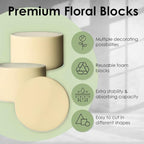 XCEL Floral Foam Block Unlike Any Other - Reusable Floral Blocks Flower Foam for Artificial Flower Arrangements (Cream - 5" x 3" Round (6 Pack))