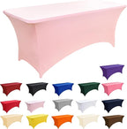 2-Pack 8ft Spandex Table Covers for Rectangle Folding Tables - Washable Elastic Tablecloth - Ultimate Fitted Table Protector for Birthday Parties, Trade Shows, Banquet