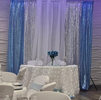 Poise3EHome 2ft x 8ft Baby Blue Sequin Backdrop Curtains 2 Panels Photography Backdrop for Party Decoration, Baby Blue