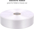 White Solid Satin Ribbon 1 Inch 50 Yards Solid Polyester Fabric Ribbon for Gift Wrapping Wedding Christmas Baby Shower Birthday Party Decoration Handmade Immortal Flower Craft