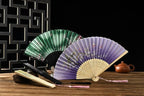 HUNANBANG 10 Pieces Oriental Bamboo Folding Hand Fans Church Wedding Gift, Party Favors, DIY Decoration Gift Size 8 1/4" Wholesale 10pack(bamboo10pack)