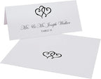 Linked Hearts Place Cards, Black (Choose Color), Set of 60, Pre-cut and Scored - Wedding, Party, Dinner, and Special Events - Made in the USA