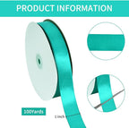 TONIFUL 1 Inch x 100yds Aqua Teal Blue Satin Ribbon, Thin Solid Color Satin Ribbon for Gift Wrapping, Crafts, Hair Bows Making, Wedding Party Decoration, Invitation Cards, Floral Bouquets