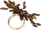 Napkin Rings Set of 6 for Dining Table Decoration Parties Everyday Metal Napkin Holder Leaf Coffee (Pack of 6)