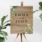 Andaz Press Large Wooden Welcome Sign for Wedding, Rustic Welcome Sign 16" x 20" Custom Names Greenery Leaves Wedding Signage English Oak MDF Wood Finish Wedding Reception Indoor Outdoor Signs