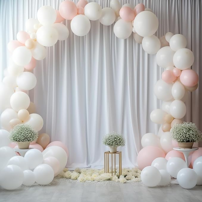 10ftx15ft Wrinkle Free White Backdrop Curtain, 2 Panels 15FT Height White Wedding Backdrop Drapes, Silky Polyester Back Drop Cloth for Birthday Photography Background Party Backdrop Draping