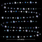 Iridescent 40th Birthday Decorations Number 40 Circle Dot Twinkle Star Garland Metallic Hanging Streamer Bunting Banner Backdrop for Women Mens 40 Year Old Birthday Forty Anniversary Party Supplies