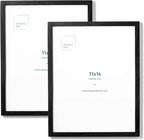 Opposite Wall - 11x14 in - Black Solid Oak Wood Picture Frame - Lightweight, Versatile & Shatterproof - Wall Hanging Poster or Photo Frame - Wall Decor for Office, Gallery & Home - 2 Pack