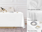 Surmente 10 Pack White Rectangle Tablecloth 90 x 132-inch Rectangular Polyester Table Cloth for Weddings, Banquets, or Restaurants