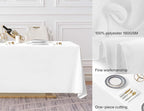 Surmente 2 Pack White Rectangle Tablecloth 90 x 132-inch Rectangular Polyester Table Cloth for Weddings, Banquets, or Restaurants