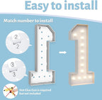 4FT Marquee Light Up Numbers 1,Party Decoration Large Marquee Light Up Letters with Weighted Water Bag,Pre-cut Foam Board Set Can Be Used for Birthdays,Weddings,Baby Anniversaries