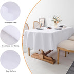 Oval White Tablecloth 60 x 84 Inch Polyester Fabric Washable Table Cloth Decorative Solid Color Wrinkle Resistant Table Cover for Dining Party Wedding Camping