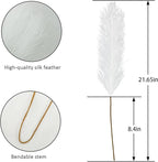 50pcs White Faux Pampas Grass Decor, 21.6" Short Artificial Pompous Grass Floral Fake Pompas Grass Branches Vase Filler Flower Arrangement for Home Wedding Boho Decor