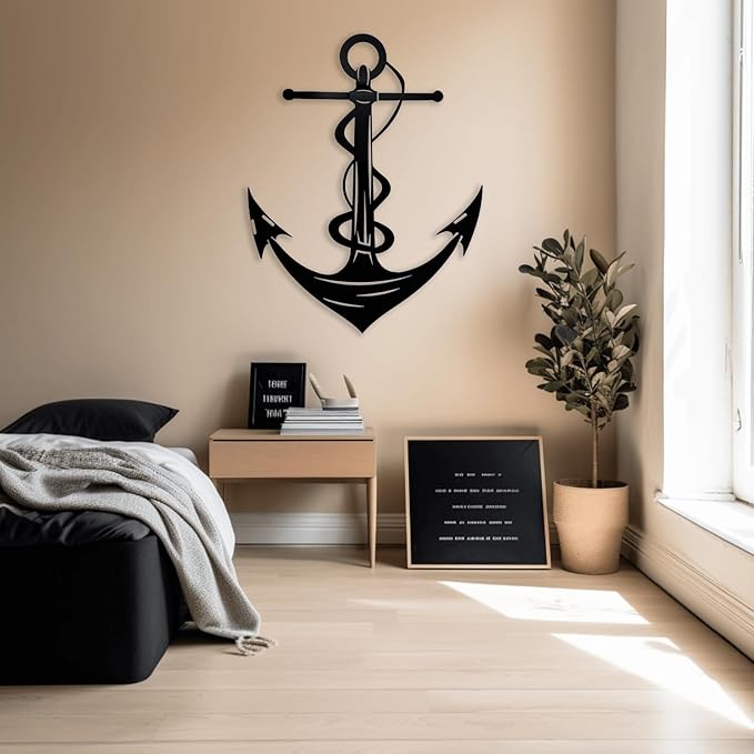 XXQ Anchor Metal Wall Decor, Anchor Metal Wall Art for Bedroom Living Room Dorm Antique Anchor Wall Decor Antique Metal Anchor Farmhouse Decor (Whhite, 32" x 48" / 81 x 121cm)