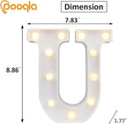 Pooqla LED Marquee Letter Lights Sign, Light Up Alphabet Letter for Home Party Wedding Decoration U