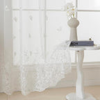 VISIONTEX White Sheer Voile Curtains, Decorative White Embossed Butterflies Rod Pocket Window Drapes for Home Kitchen, Living Room and Bedroom 54 x 63 Inch, Set of 2 Curtain Panels