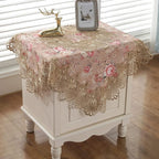 vctops Damask Lace Patchwork Tablecloth Luxury Square Small Table Cover Elegant Floral Embroidered Lace Table Cloth for Party Kitchen Dinning Picnic Decoration (Type D,22"x22")