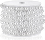 Craft String Pearls 8MM Pearl Bead, 33 Feet White Faux Pearl Garland Spool Roll Strand Wedding Party Decoration, Christmas Tree Decorations