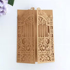 MillaSaw Craft Paper Fence Laser Cut Invitation Card For Wedding Birthday Anniversary 25pcs (4.9"x7.1", brown)