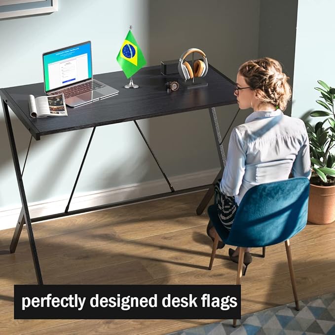 Brazil Flag Brazilian Flags, Small Mini Brazilian Desk Flag, Used for Table Office Classroom Home Patriotic Events Decorations
