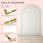 U+U Arch Backdrop Stand Set of 3, Gold Arch Stand for Wedding Birthday Party Bridal Baby Shower Balloon Arch Decoration (7.2FT, 6.6FT, 6FT)