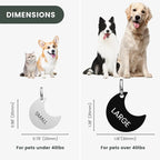 Dog Tags Engraved for Pets - YEHANTI Personalized Dog Tags with Lovely Icons, Durable Stainless Steel Pet ID Tags for Small Large Dogs Cats, Custom Dog Name Tags Engraved on Both Sides (Moon)