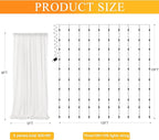 Fomcet Tulle Backdrop Curtains Ivory 30FT X 8FT Tulle Curtains with Lights String Sheer Curtain Backdrop for Parties Wedding Baby Shower Photo Shoot Decorations (6 Panels 5 x 8FT)