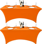 2-Pack 4ft Spandex Table Covers for Rectangular Folding Tables - Wrinkle Resistant Stretch Tight Table Cloths - Ultimate Fitted Table Protector for Parties, Banquet, and Wedding