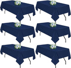 Navy Blue 6 Pack Polyester Table Cloth 60 x 84 Inch, Rectangle Tablecloths for 6 Foot Tables Washable Table Cloth for Party Wedding
