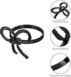 Pack of 6 Napkin Rings Alloy Hollow Out Flower Napkin Holder Dinning Table Napkin Ring for Dinner Parties Wedding Banquet Table Setting Family Gatherings Table Decor（Black，6）